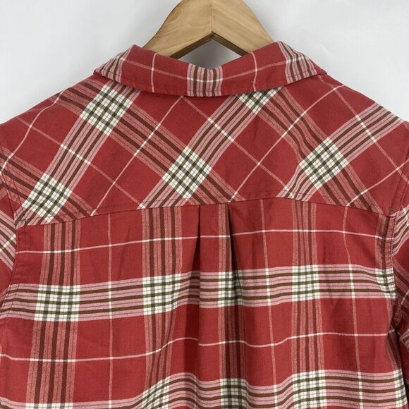 LL Bean Shirt Size Medium Womens Pink Plaid Whisper Lodge Flannel Top Button Up - Picture 6 of 8